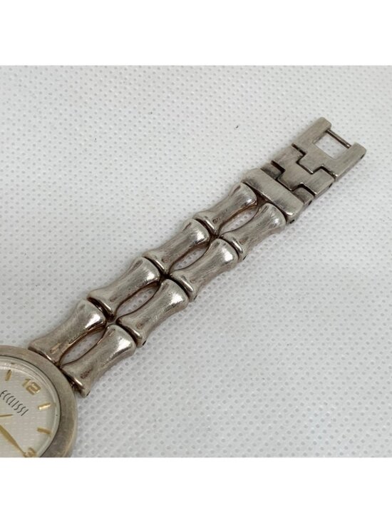Ecclissi 925 Sterling Silver Bamboo Link women Watch quartz 25mm 7.5” running main image 5